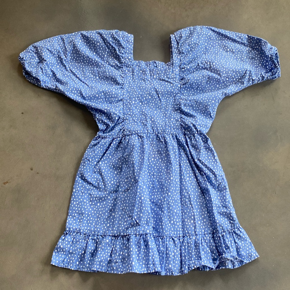 Girls GB Blue and white polka dot dress